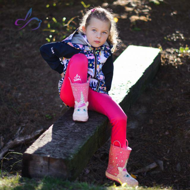 Zateplené elastické softshellové legíny malinové vel. 74