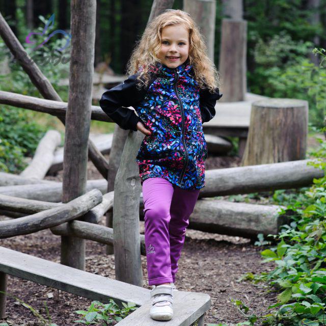 Zateplené elastické softshellové legíny fialové vel. 74