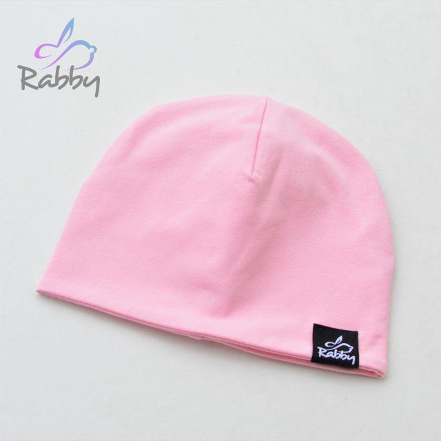 Klasická čepice baby růžová s černou vel. 41 (obvod hlavy 40-43 cm)
