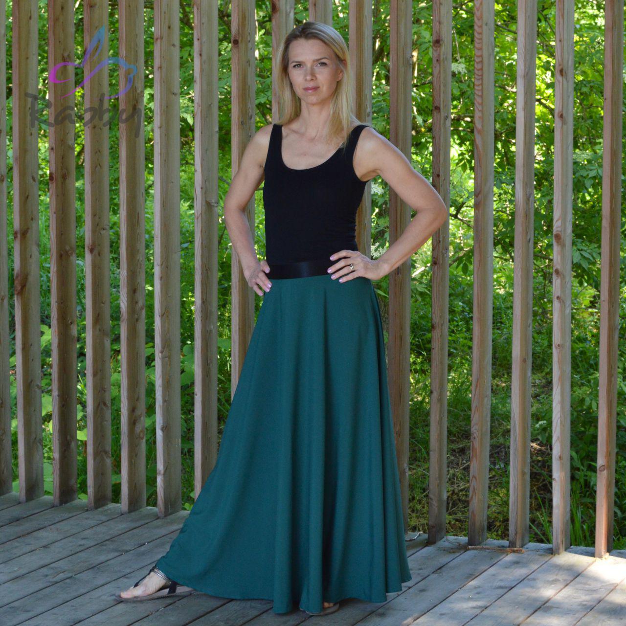 Dámská sukně dlouhá lahvově zelená vel. XL