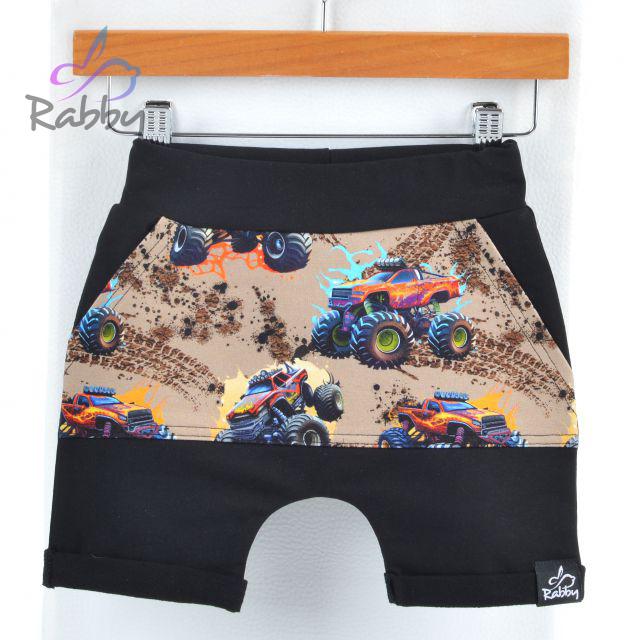 Baggy kraťasy černé s kapsou trucky na hnědé vel. 74/80